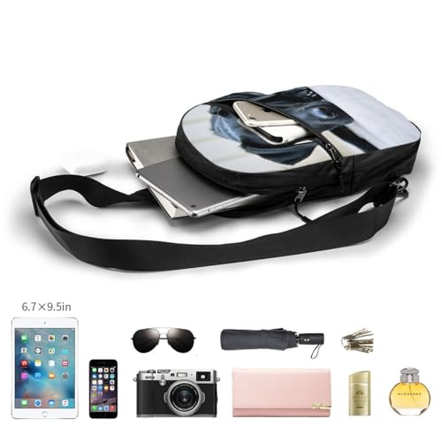 Cute Black Dog Print Men's and Women's Foldable Crossbody Bag,Sports Crossbody Bags,and Daily Chest Bags4