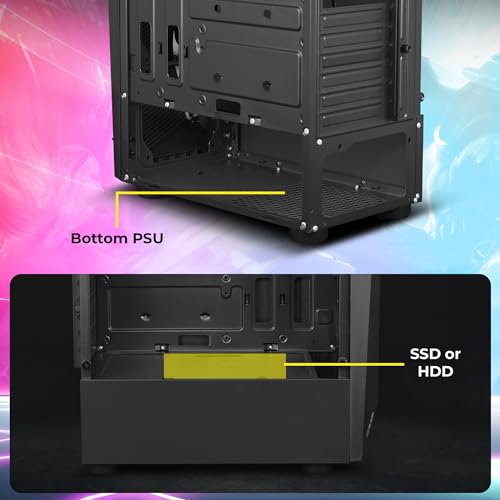 Image of ZEBRONICS Slash Mid-Tower Premium Gaming Cabinet ATX /MicroATX /MINI ITX, 1x 120mm Rear Fan,Halo Glow Ring RGB Fans,RGB LED Modes,Tempered Glass Side Panel,USB 3.0, Magnetic Dust Filter