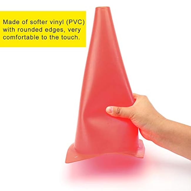 12 Inch Traffic Training Cones, Plastic Safety Parking Cones, Agility Field Marker Cones for Soccer Basketball Football Drills Training, Outdoor Sport Activity & Festive Events - 6 Colors