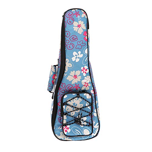 Wasserdichte 26 Zoll Ukulele Tasche Verstellbarer Gurt Saiteninstrument Zubehör - Blaue Blume Cover