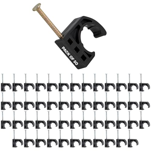 Highcraft ID256x50-FBA Half Clamp J-Hook with Nail for Pex Tubing Pipe Support, 3/4 in, Black