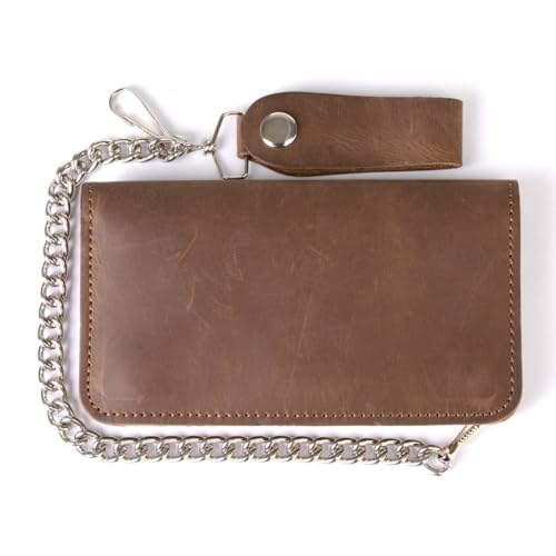 Image of Milwaukee Leather MLW7889 Men's 7.5 inch Black Premium Leather Soft Biker Wallet - Bi-Fold Anti-Theft Stainless Steel Chain
