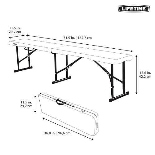LIFETIME Portable Folding Bench, 6‑Foot Fold‑in‑Half, UV‑Resistant Seat, Powder‑Coated Steel Frame, Lightweight, Stain‑Resistant, Non‑Marring Foot Caps, Indoor/Outdoor Portable Seating by LIFETIME - Image 7