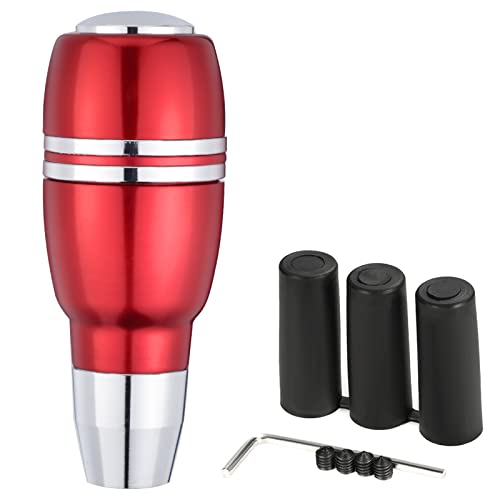 Arenbel 4" Automatic Push Button Gear Shift Knob Polished Aluminum Car Lever Stick Shifter Handle Fit Most Auto Transmission Vehicles, Red #TOP22
