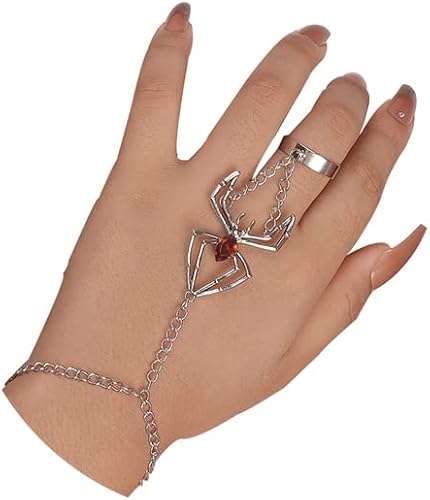Meztole Pulsera de anillo de cadena de mano Boho serpiente anillo de dedo pulsera arnés de mano esclavo cadena pulseras vintage indio accesorios de