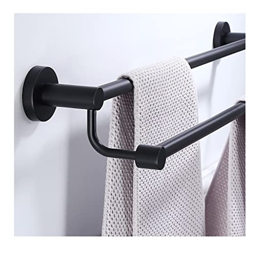 Porte-serviette double 120cm en acier inoxydable noir mat luxe - 6