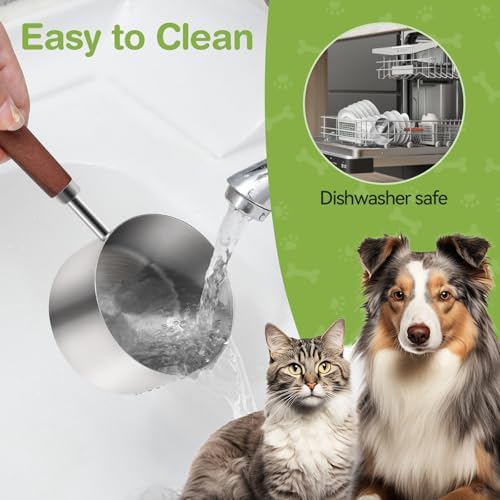 Dog-Cat Food-Scoop Measuring-Cup - 304 stainless steel material.1-Cup capacity. Precision scale measurements