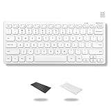 Macally Mini Compact Keyboard - Wireless Keyboards for Desktop PC, Surface, Chromebook, Notebook, Laptop Keyboard, Slim Key Board with 2.4G Wireless USB - Small Keyboard for Travel (White)
