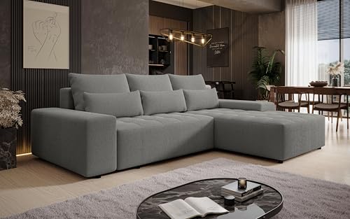 AXLIVING Ecksofa mit Schlaffunktion Alvorada 280 cm grau