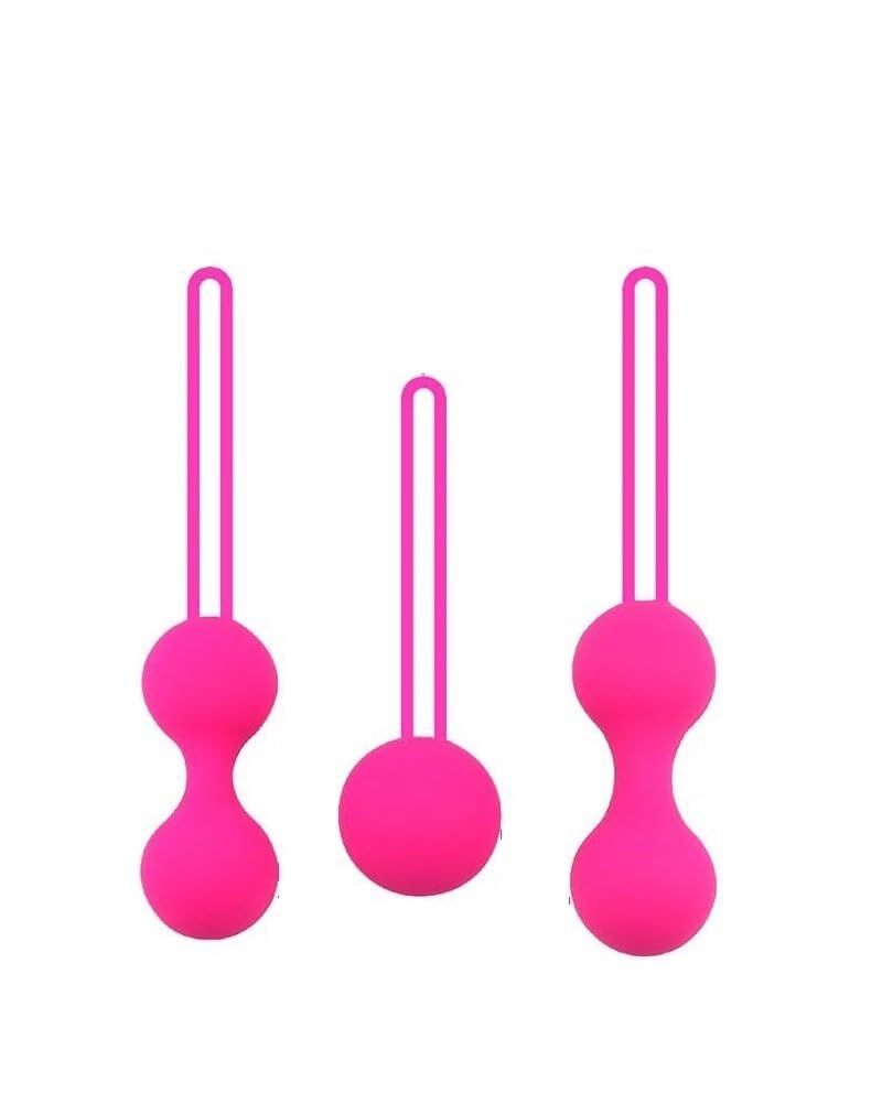 BONDAGERIE® Kit de billes pour exercices vaginaux et musculaires pelviens en silicone médical - Différentes couleurs - Fuchsia