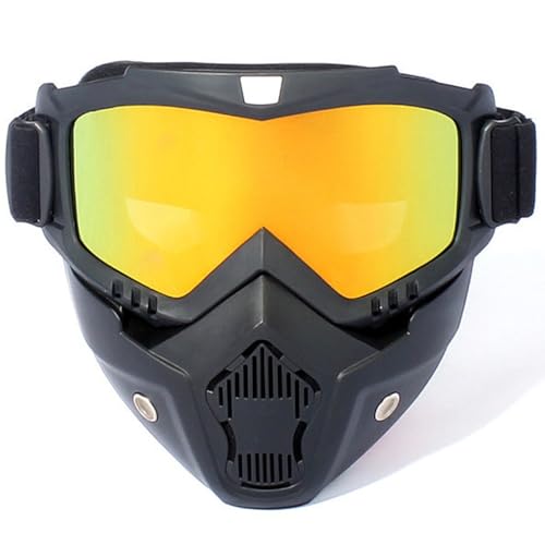 AQzxdc Maschera tattica for softair, occhiali staccabili con ventola antiappannamento, maschera protettiva integrale for paintball, occhiali da tiro CS(Black frame imitation red film)