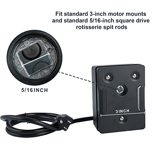 Apromise Rotisserie Motor - Universal Replacement Rotisserie Spit Motor With Waterproof On/Off Switch | Grill Rotisserie Motor Can Hold Up To 30 Pounds | 110 Volts & 4 Watt - Black #TOP1