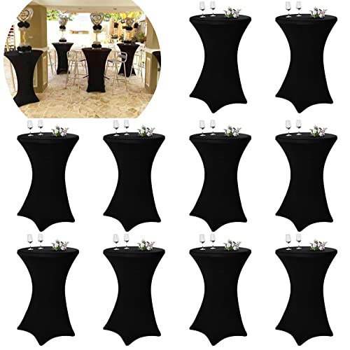10Pcs Housse de Table de bistrot 80x110cm,Nappes à Coins carrés Extensibles en Spandex pour Cocktail Table Haute ajustée, Nappe Ronde pour Cocktail pour...