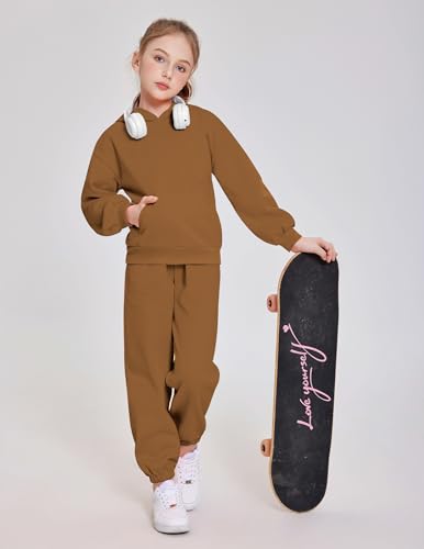 Image of Arshinet Girls 2 Piece Outfits Hoodie Sweatsuit Sets Oversized Sweatshirt and Baggy Fall Fashion Sweatpant with Pockets