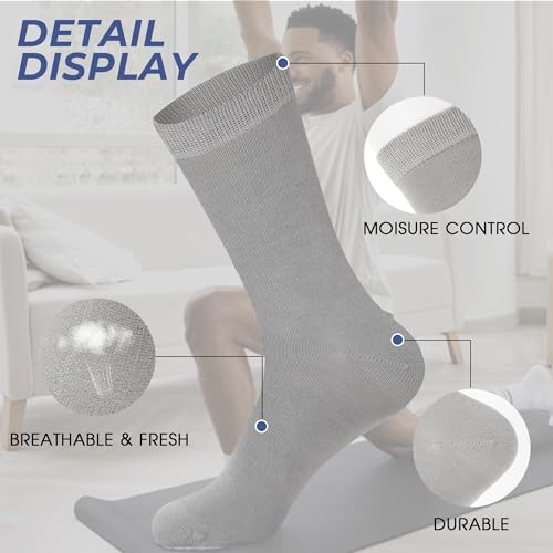 BAMBOO COOL Men's Crew Socks Bamboo Viscose Breathable Dress Socks For Men, Casual Lightweight Comfort 7 Pack2