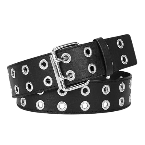 Leather Waist Belt Punk Rock Grommet Belt for Jeans Party Body Jewelry Accessories for Women and Girls 32 size-image-44