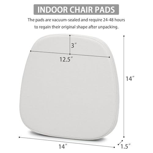 Image of baibu 14x14 Memory Foam Metal Chair Cushions Set of 2, Dual-Layer Design Non-Slip Metal Dining Chair Pads Kitchen Seat Cushion with Machine Washable Cover, 2 Counts, White