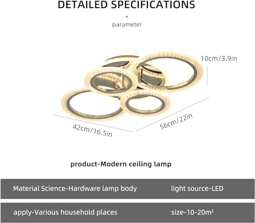 Plafonnier LED Dimmable 72W Lustre Salon Forme Fleur - 7