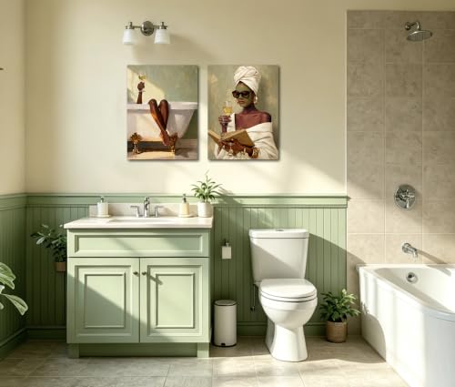 Image of Frimeeme Black Women Bathroom Wall Art,12x16 Inches, Unframed