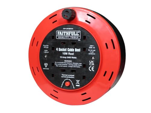 Carrete de cable 230V con enrollacables de 10 metros y base de 4 enchufes 2