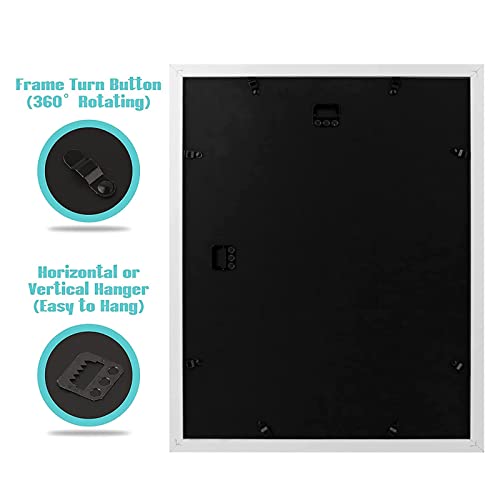 Image of Frametory, 11x14 Picture Frame - Display 8x10 Photo with Mat - Wide Molding - Preinstalled Wall Mounting Hardware (White, 6-Pack)