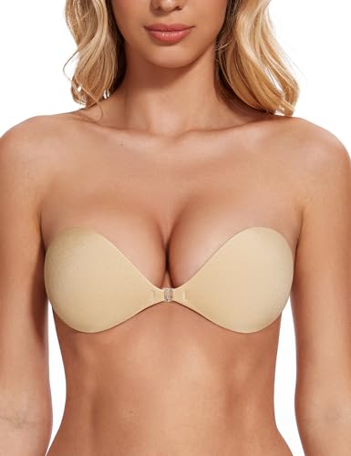 Image of Wingslove Adhesive Bra Reusable Strapless Self Silicone Push-up Invisible Sticky Bras for Backless Dress