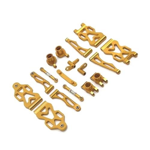 RC Car Accessories for SCY for JJRC 16101 16102 16103 16104 16106 16201 1/16 Metal Upgrade for Swing Arm Steering Cup Connecting Rod Set RC Car Parts(Yellow)