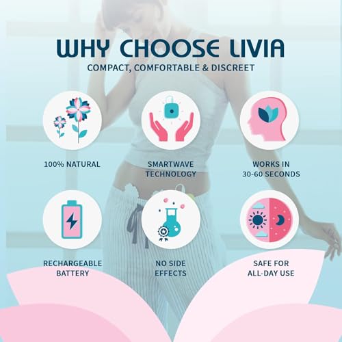 Livia Menstrual Pain Relief Device, Pink - Period Pain Off Switch - Portable and Travel-Ready with Stick-on Gel Pads for Cramps - Rechargeable, 12-Hour Battery Life - Complete Kit