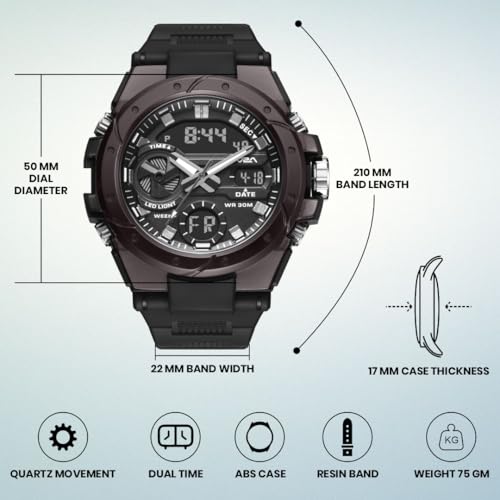 Image of V2A Styrke 5120 Analog Digital Watch for Men | Hybrid Multi Display Dial | Alarm Stopwatch Day Date 12 /24 Hr | TPU Strap | 30M Water Resistant | Gift for Mens