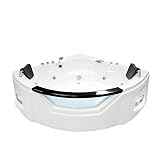 Whirlwell 61x61 Inch Corner Whirlpool Thermostatic Bathtub with LED Light, Smart Heater, Central Drain, 6 Massage Jets, Acrylic Spa Tub – White Whirlwell 61x61 Inch Corner Whirlpool Thermostatic Bathtub with LED Light, Smart Heater, Central Drain, 6 Massage Jets, Acrylic Spa Tub – White