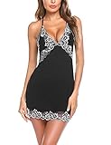 Avidlove Nachtkleid Damen Sexy Babydoll Rückenfrei Nachthemd Lingerie Kleid Schwarz S