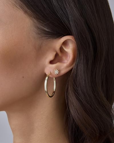 Image of PAVOI 14K Gold Plated Dainty Flat Back Earrings for Women, Piercing Studs