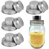 SageFurned Gewürzglasdeckel aus Edelstahl mit Filter, 74 mm, Streubecherabdeckungen für Salz, Pfeffer, Zucker, 304 Edelstahl mit Silikondichtung, 8 Stück