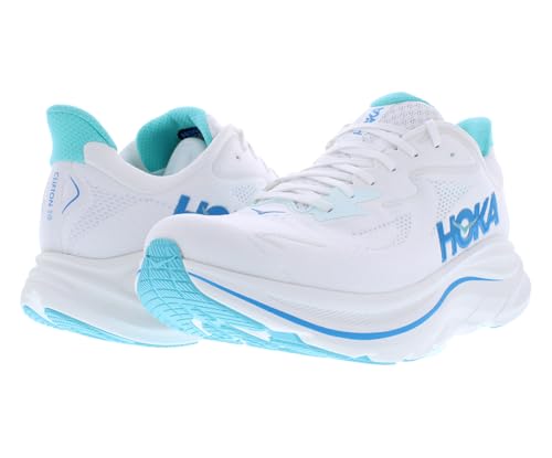 HOKA HOKA Clifton 10 Mens Shoes Size 10, Color: White/Skyward Blue