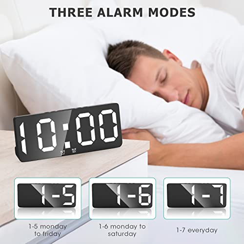 Image of Digital Alarm Clock with Indoor Temperature Display, Large LED Screen, Dual Alarm & Voice Control, Electronic Desktop Clock with 12 /24 Hour Format for Bedroom, Bedside, Office & Home, Black
