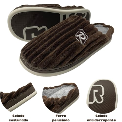 Pantufa Chinelo Adulto Masculino Solado Emborrachado Aberto (Marrom, BR, Adulto, Faixa Numérico, G,