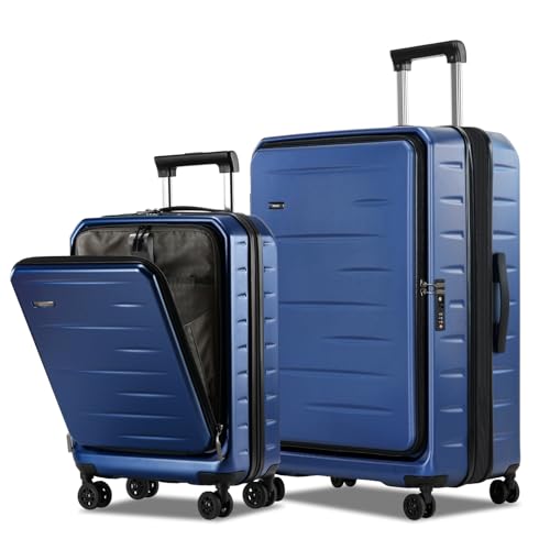 Luggage Sets 2 Pieces, 20 Inch Carry On Luggage and Expandable 28 Inch Checked Luggage with Spinner Wheels, Lightweight ABS+PC Hard Shell Suitcase with Front Opening, TSA Lock (Blue, 20/28)