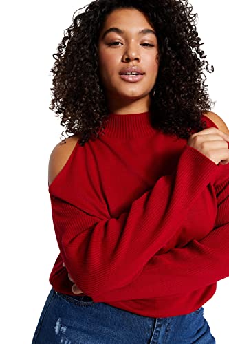 Trendyol Woman Plus Size Relaxed fit Basic Crew Neck Knitwear Plus Size Jumper,Red,XL