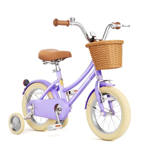 67i Girls Cruiser Bike 12-20 Inch Dual Suspension Comfort Bike with Basket & Reflective Film - Adjustable Seat & Handlebar for Ages 3-12 (Purple, 12...