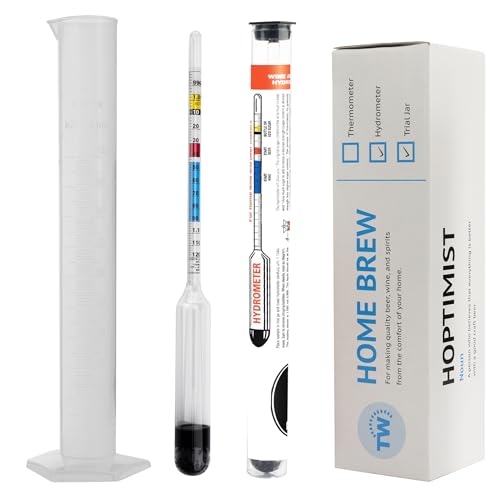 Hydrometer Alkoholmessgerät Wein und Bier – Bierspindel mit Messzylinder Vinometer für Wein – Ideale Ausrüstung für die Wein- und Bierherstellung inklusive 100-ml-Probenglas-Aräometer Hydrometer Alkoholmessgerät Wein und Bier – Bierspindel mit Messzylinder Vinometer für Wein – Ideale Ausrüstung für die Wein- und Bierherstellung inklusive 100-ml-Probenglas-Aräometer