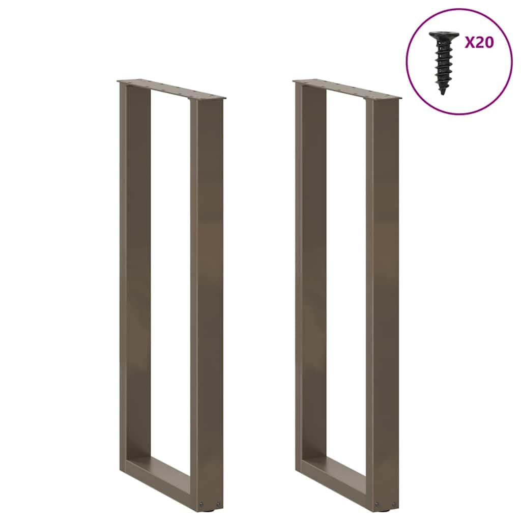 Patas de mesa de bar en forma de U, 2 unidades, acero natural, 40 x (110 – 111) cm, robustas patines de acero para mesas altas y mesas de bar, estructura de mesa estable, incluye material de