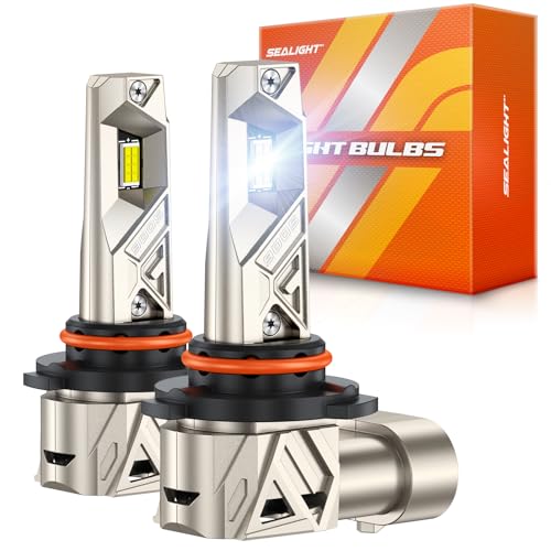 Image of SEALIGHT 9005 LED Bulbs, 96,000LM 6500K Cool White, IP68 IP6X 80,000hrs Long Lifespan, Real 1:1 Size Plug N Play, Anti Flickering HB3 Fog Bulbs Combo 99% Compatible, Pack of 2