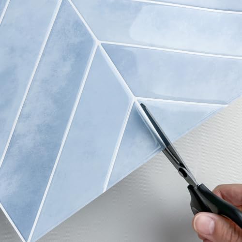 Image of Stick Tiles Peel and Stick Backsplash of 11.4 inch X 9 inch - 3D Adhesive Peel and Stick Wall Tile for Kitchen, Bathroom, Living Room, etc. (10, Ice Blue)