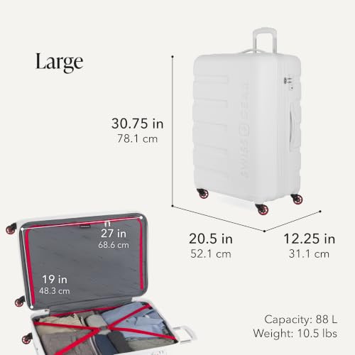 Image of SwissGear 7366 Signature Hardside Expandable Luggage with Spinner Wheels, TSA Lock, Cup-Holder, White, 2-Piece Set (19 /27)