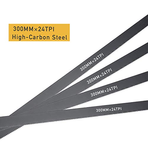 LAND 12 Inch Hacksaw - Heavy Duty Coping Saw with 4 Extra High-Carbon Steel Blade, for PVC, Pipe, Carpentry - Thumbnail 4