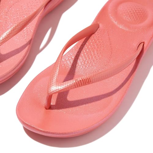 Image of FitFlop Womens iQushion Rubber Flip-Flops with Contoured Footbed for Walking, Lightweight Ergonomic Flip Flop Sandals with Arch Support and Foot Impact Pillows