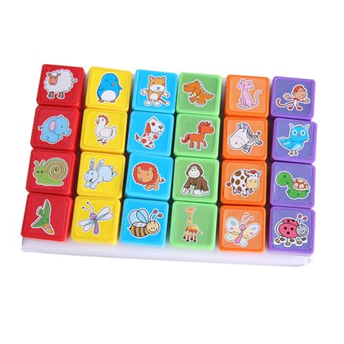 SOPOTUTU Sellos De Animales Para Niños, Estampadores De Álbumes De Recortes, 24 Piezas, Juguetes De Plástico Ecológico, Diseño Divertido, Ideales Para Manualidades y Fiestas Infantiles