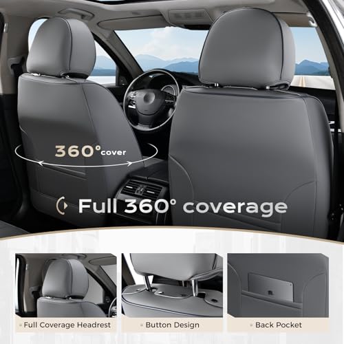 Image of Coverado Seat Covers, Car Seat Covers Front Seats, Leather Seat Covers for Cars, Car Seat Protector Waterproof, Gray Car Seat Cushion, Front Carseat Cover Universal Fit for Most Cars Purple