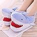CCMANOR Damen Baumwollpantoffeln - Süße Haifisch-Form-Baumwoll-Hausschuhe, Herbst-Winter-Warme Bequeme Indoor-Boden-Mädchen-Schuhe, Cartoon-Damen Flauschige Rutschen, Blau, 39