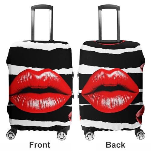 Red Lips Kiss Luggage Cover, Washable Elastic Suitcase Cover Protector Fit 18-32 Inch Luggage3